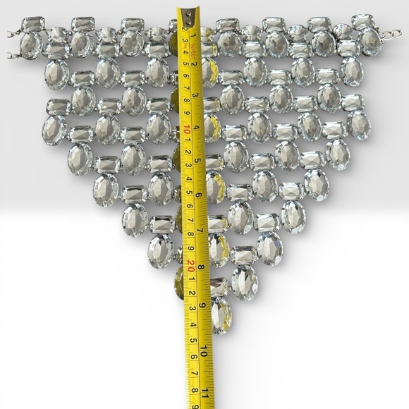 Silver Glam Statement Necklace Pearls Gemstones - Picture 4 of 6